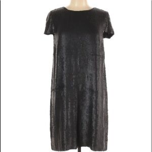 Theory black maryanka matte sequin shift dress nwt